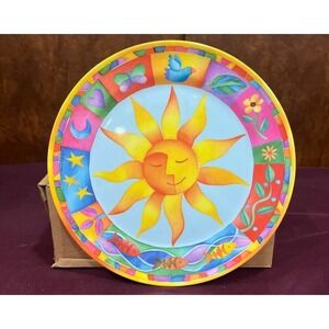 Set of 12 Designer Plastic Plates Featuring the Sun